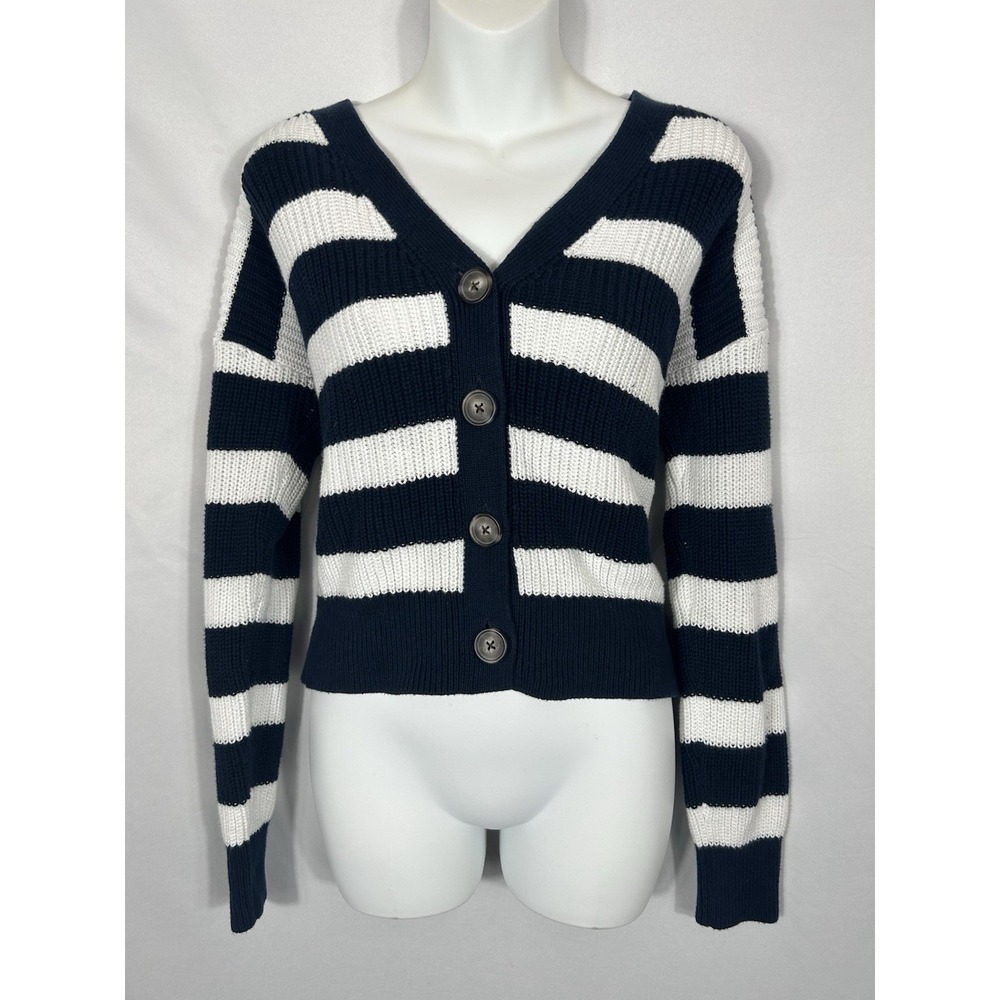 Old Navy Women Oversize Nautical Stripe Sweater Size XS Cotton Slouchy Fisherman